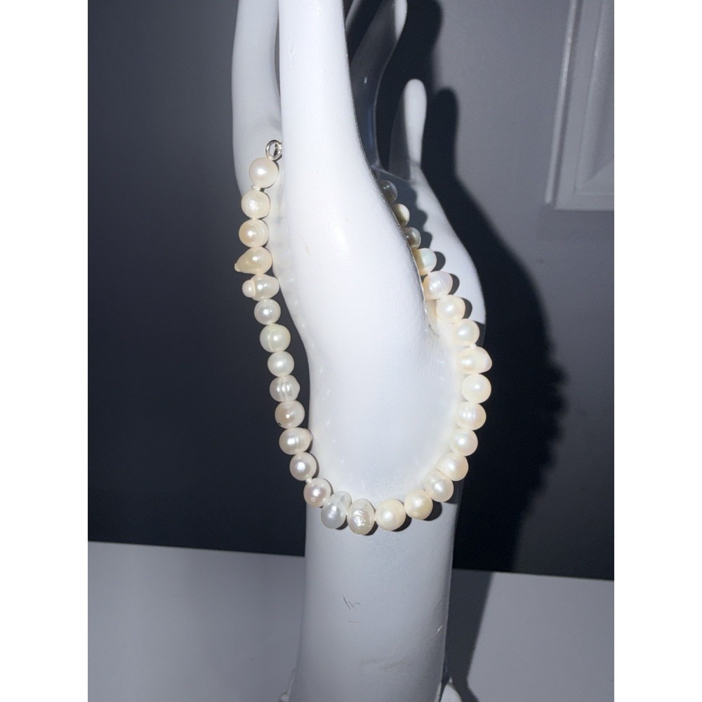 Natural Freshwater Pearl Bracelet 925 Sterling Silver Clasp Cream Pearls Dainty